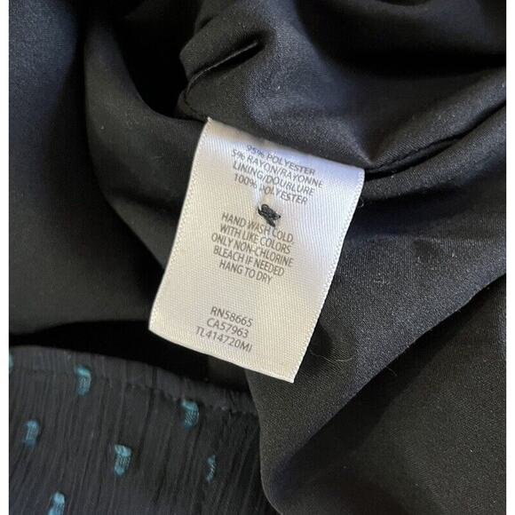 Leith Dress Navy Blue Fitted Sheer Long Sleeve Button Detail Size Medium - Picture 6 of 6